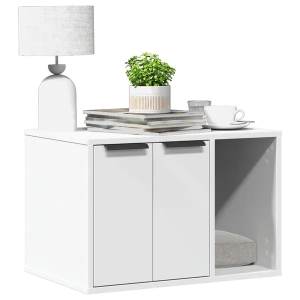 Gossi cutie litiera pisici alb 60x40x40 cm lemn prelucrat