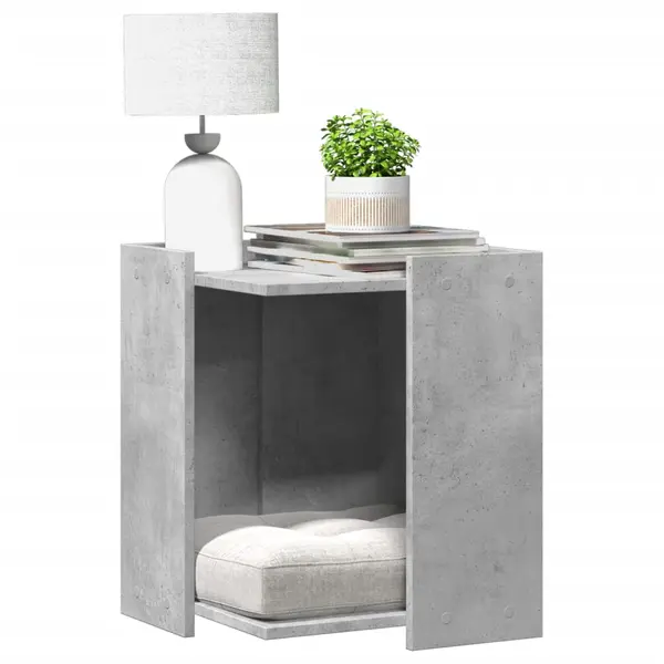 Gossi cutie litiera pisici gri beton 42x42x51 cm lemn prelucrat