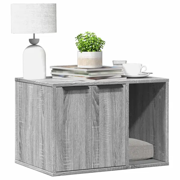Gossi cutie litiera pisici sonoma gri 60x40x40 cm lemn prelucrat