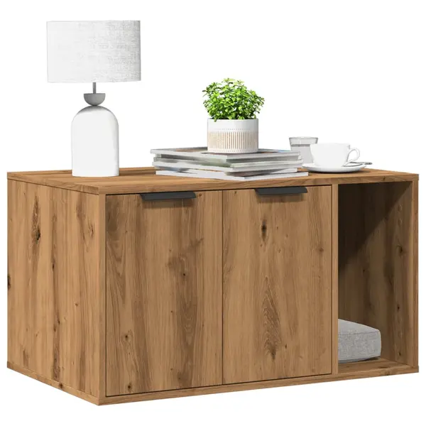 Gossi cutie litiera pisici stejar artizanal 80x50x45cm lemn prelucrat