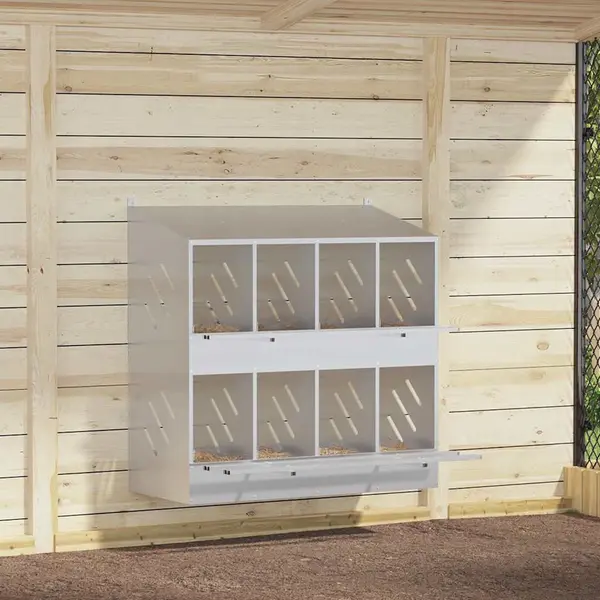 Gossi cutie pentru pui cu 8 compartimente, metal argintiu galvanizat