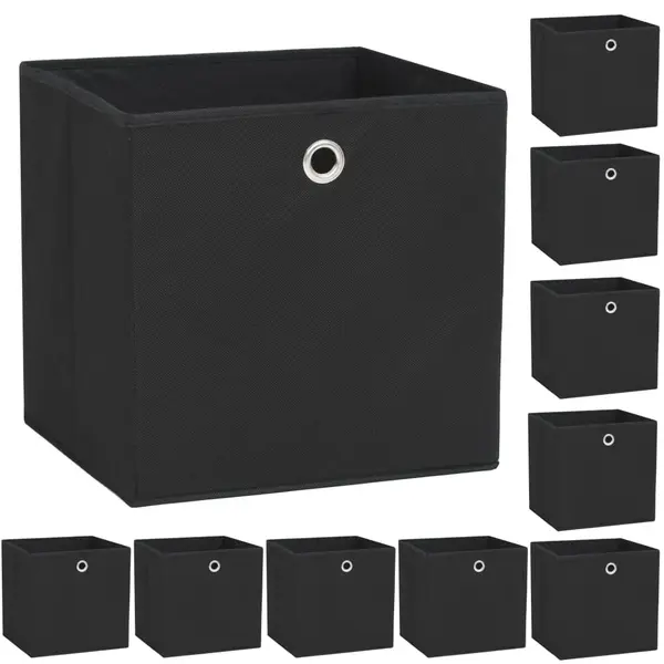 Gossi cutii de depozitare, 10 buc. negru 32x32x32 cm material netesut