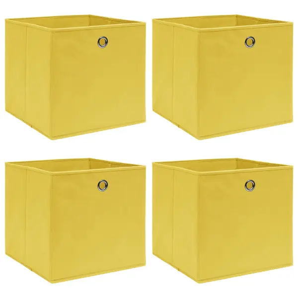 Gossi cutii de depozitare, 4 buc., galben, 32x32x32 cm, textil
