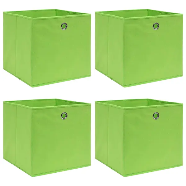 Gossi cutii de depozitare, 4 buc., verde, 32x32x32 cm, textil