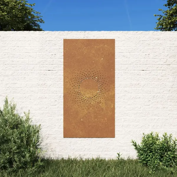 Gossi decor perete de gradina 105x55 cm design soare otel corten