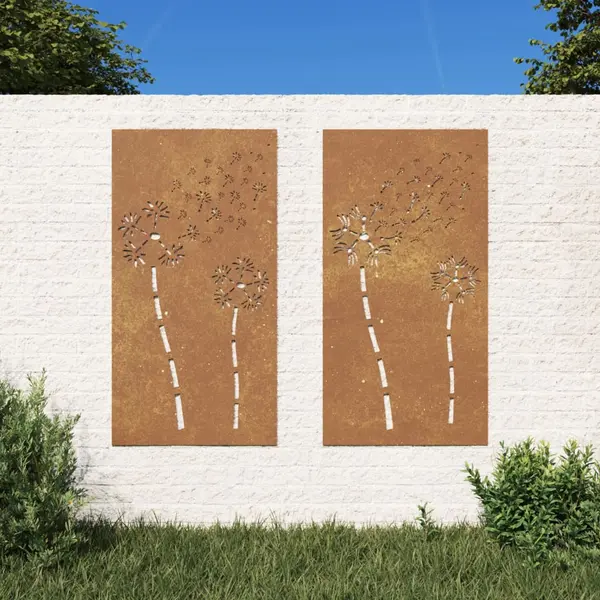 Gossi decor perete gradina 2 buc. 105x55 cm design flori otel corten