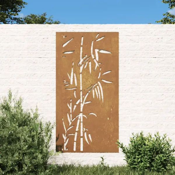 Gossi decoratie perete de gradina 105x55 cm design bambus otel corten