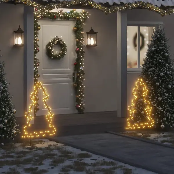 Gossi decoratiune brad cu lumini de craciun cu tarusi, 115 led, 90 cm