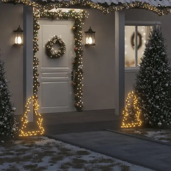 Gossi decoratiune brad cu lumini de craciun cu tarusi, 80 led, 60 cm