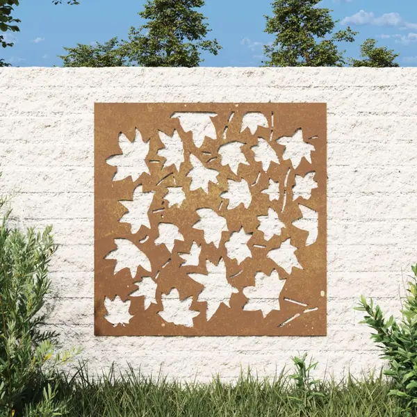 Gossi decoratiune perete gradina, 55x55cm, otel corten, frunze artar