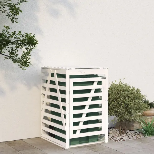 Gossi depozitare cos de gunoi, alb, 84x90x128,5 cm, lemn masiv de pin