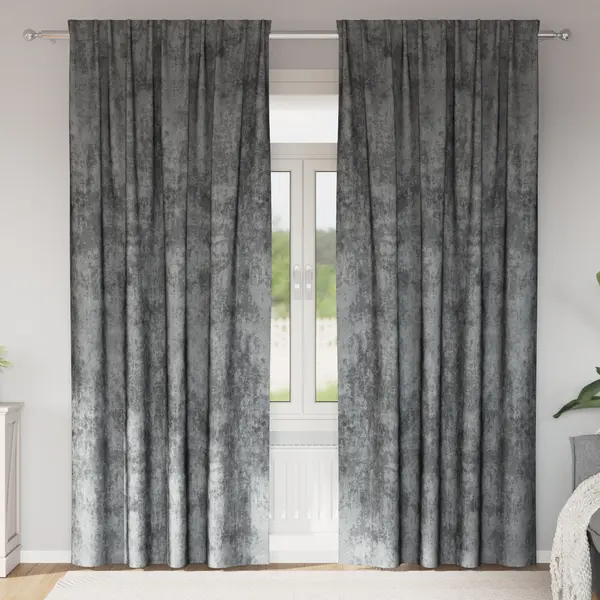 Gossi draperii din catifea 2 piese cu buzunar pentru bagheta gri 225x140 cm