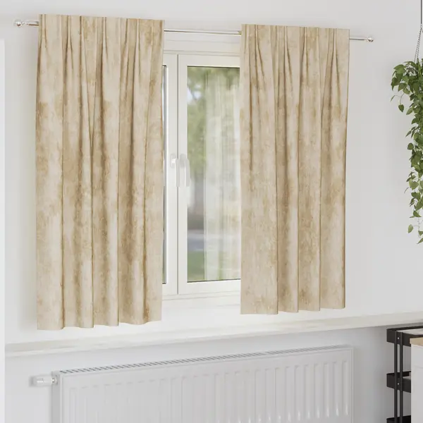Gossi draperii din catifea 2 piese cu buzunare pentru bagheta crem 175x140 cm