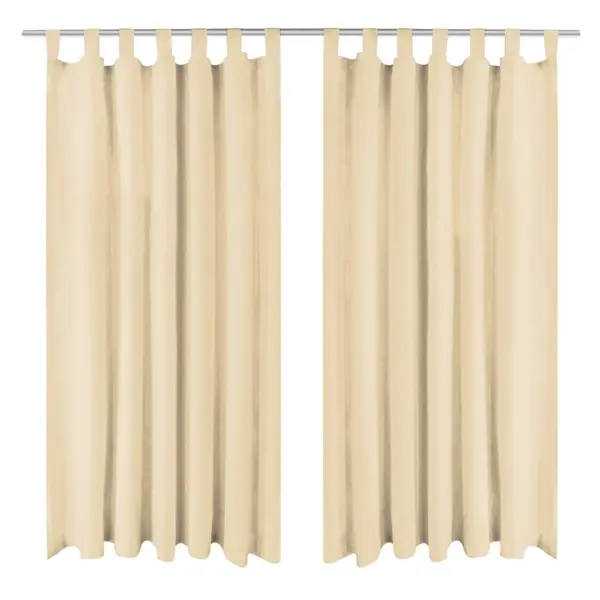 Gossi draperii micro-satin cu bride, 2 buc, 140 x 225 cm, bej