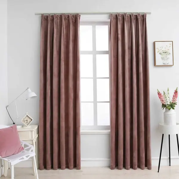 Gossi draperii opace 2 buc. roz antichizat 140x245 cm catifea carlige