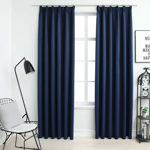Gossi draperii opace cu carlige, 2 buc., albastru, 140 x 175 cm
