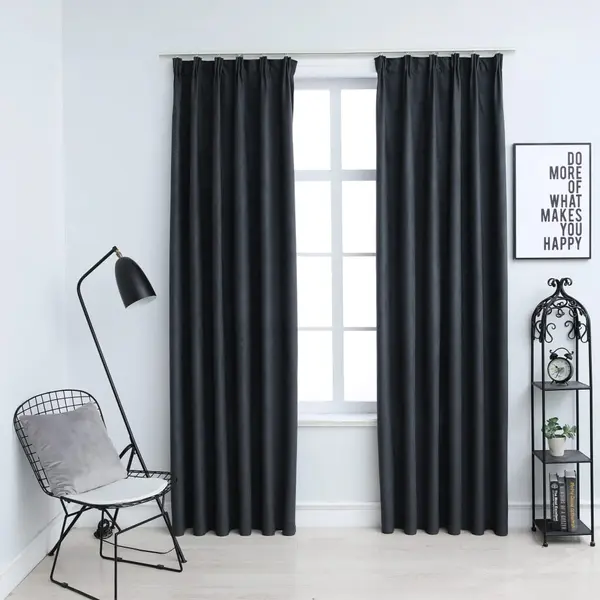 Gossi draperii opace cu carlige, 2 buc., antracit, 140 x 245 cm
