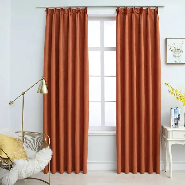 Gossi draperii opace cu carlige, 2 buc., ruginiu, 140 x 245 cm