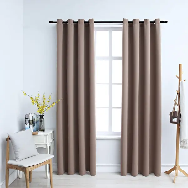 Gossi draperii opace cu inele metalice, 2 buc., gri taupe, 140x245 cm