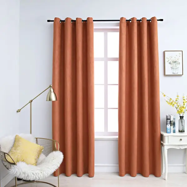 Gossi draperii opace cu inele metalice, 2 buc, ruginiu, 140x245 cm