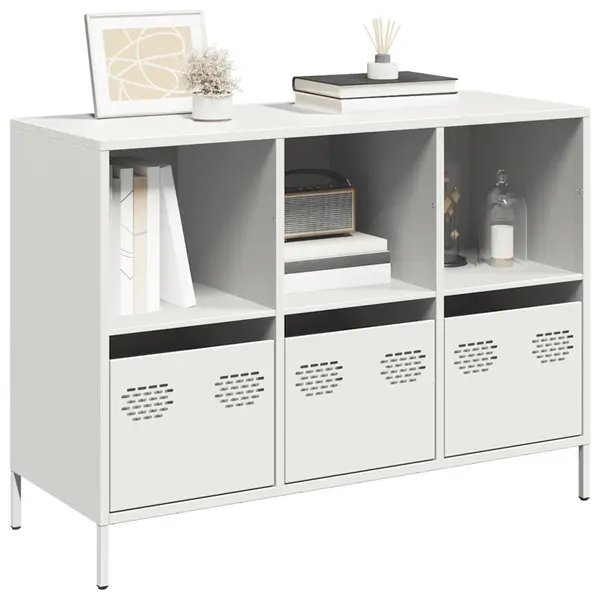 Gossi dulap, alb, 101,5x39x73,5 cm, otel laminat la rece