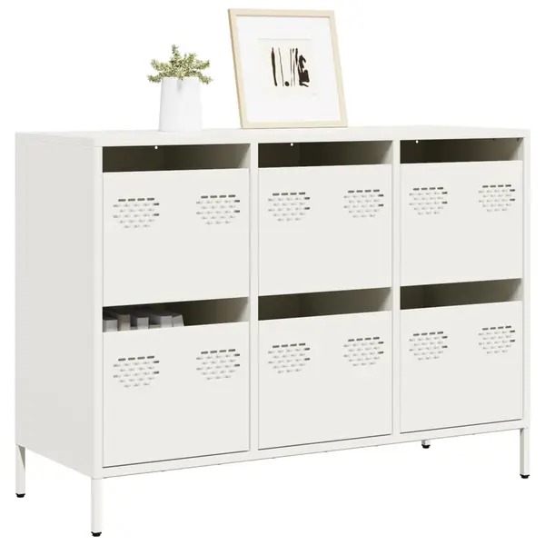 Gossi dulap, alb, 101,5x39x73,5 cm, otel laminat la rece