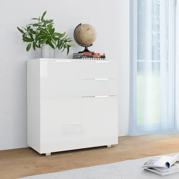 Gossi dulap, alb extralucios, 71x35x80 cm, lemn prelucrat