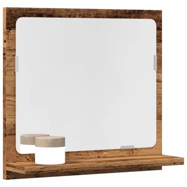 Gossi dulap baie cu oglinda, lemn vechi, 40x11x37 cm, lemn prelucrat