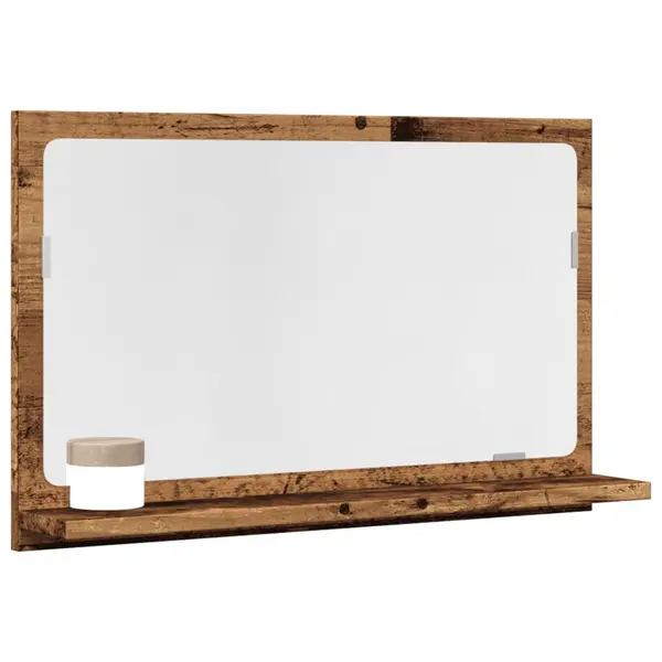 Gossi dulap baie cu oglinda, lemn vechi, 60x11x37 cm, lemn prelucrat