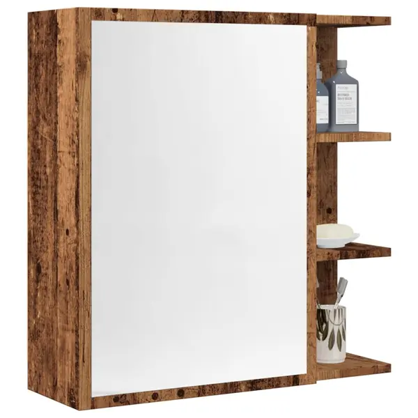Gossi dulap baie cu oglinda lemn vechi 62,5x20,5x64 cm lemn prelucrat
