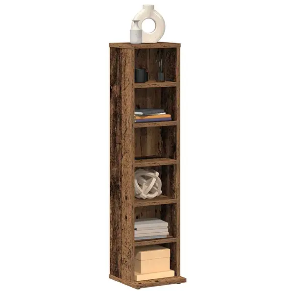 Gossi dulap cd-uri, lemn vechi, 21x20x88 cm, lemn compozit