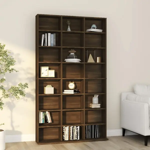 Gossi dulap cd-uri, stejar maro, 102x23x177,5 cm, lemn prelucrat