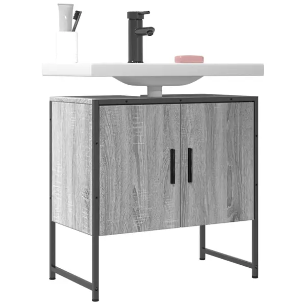 Gossi dulap chiuveta baie, gri sonoma, 60x33x60 cm, lemn prelucrat