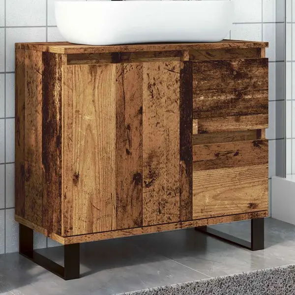 Gossi dulap chiuveta baie, lemn vechi, 65x33x60 cm, lemn prelucrat