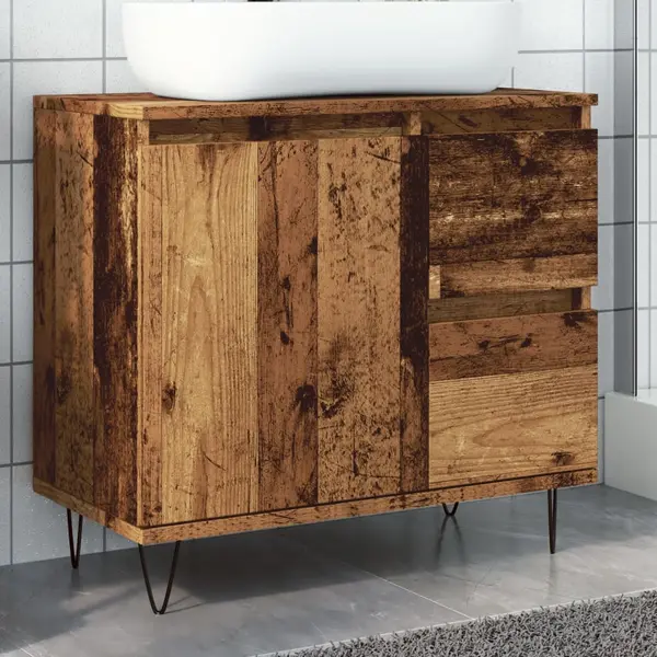 Gossi dulap chiuveta baie, lemn vechi, 65x33x60 cm, lemn prelucrat