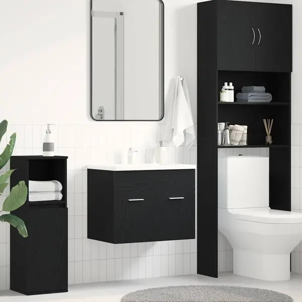 Gossi dulap chiuveta baie, stejar negru, 60x38,5x46cm, lemn prelucrat