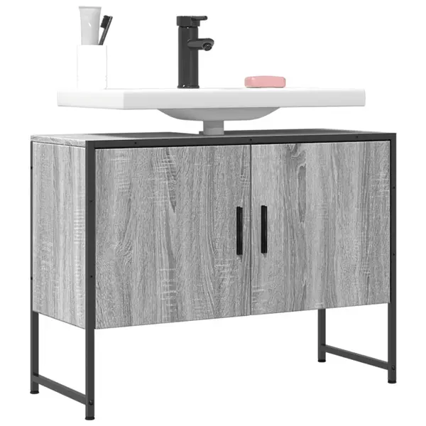 Gossi dulap chiuveta de baie, gri sonoma, 80x33x60 cm, lemn compozit