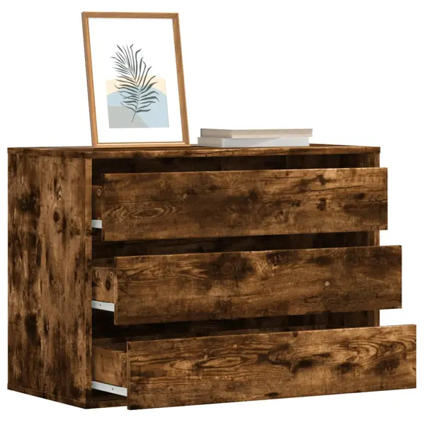 Gossi dulap colt cu sertare stejar fumuriu 80x41x58 cm lemn prelucrat