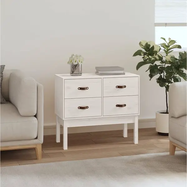 Gossi dulap consola, alb, 90x40x78 cm, lemn masiv de pin