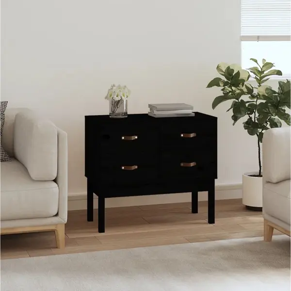 Gossi dulap consola, negru, 90x40x78 cm, lemn masiv de pin