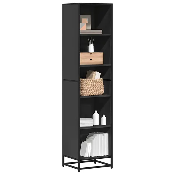 Gossi dulap cu carti negru 40x35x170,5 cm lemn prelucrat