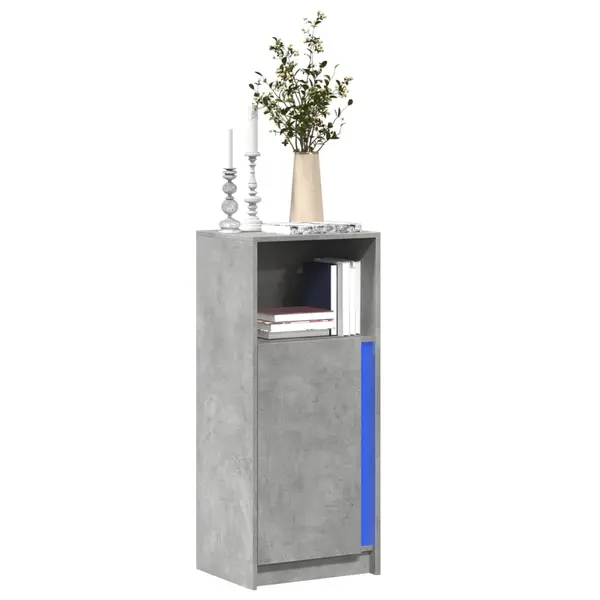 Gossi dulap cu led, gri beton, 42,5x34x100 cm, lemn prelucrat