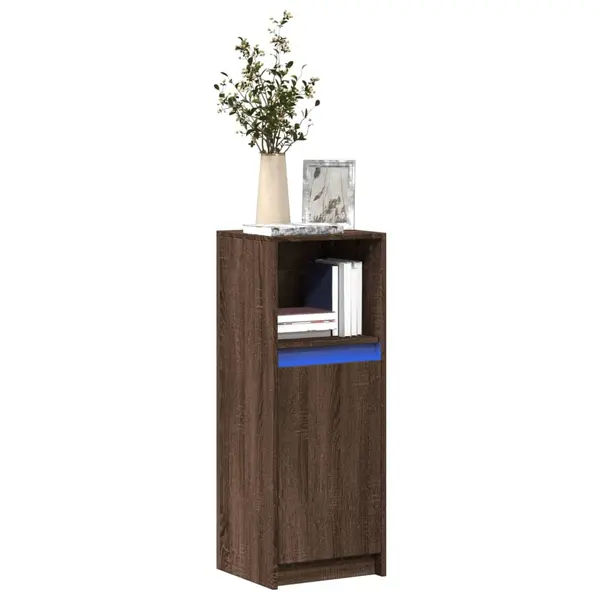 Gossi dulap cu led, stejar maro, 38x34x100 cm, lemn prelucrat