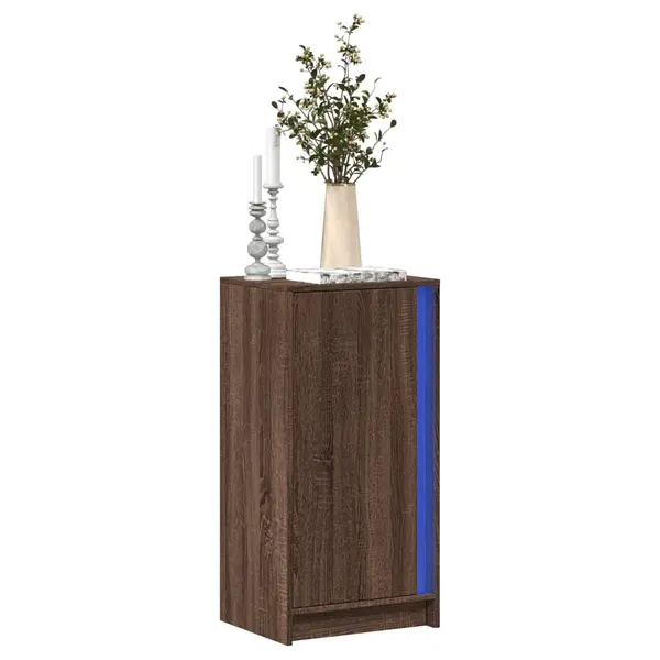 Gossi dulap cu led, stejar maro, 42,5x34x85 cm, lemn prelucrat