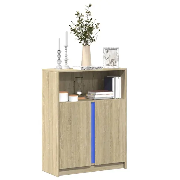 Gossi dulap cu led, stejar sonoma, 77x34x100 cm, lemn prelucrat