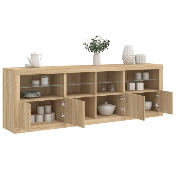 Gossi dulap cu lumini led, stejar sonoma, 202x37x67 cm