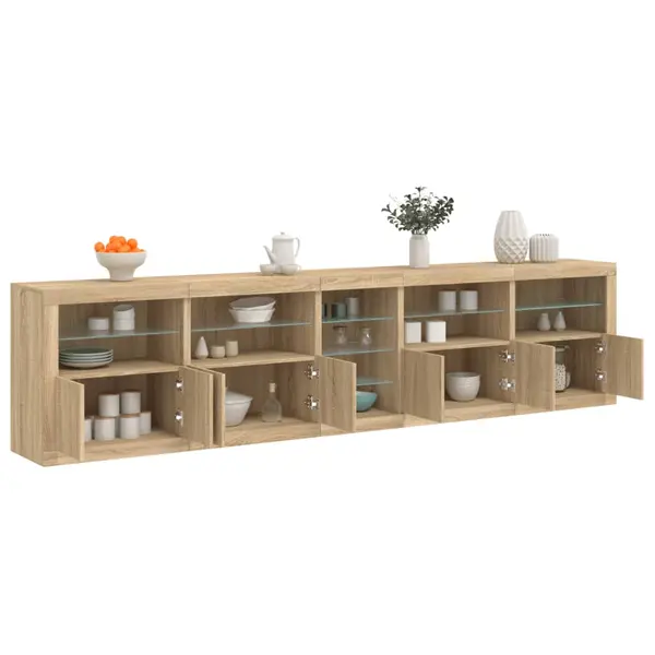 Gossi dulap cu lumini led, stejar sonoma, 283x37x67 cm