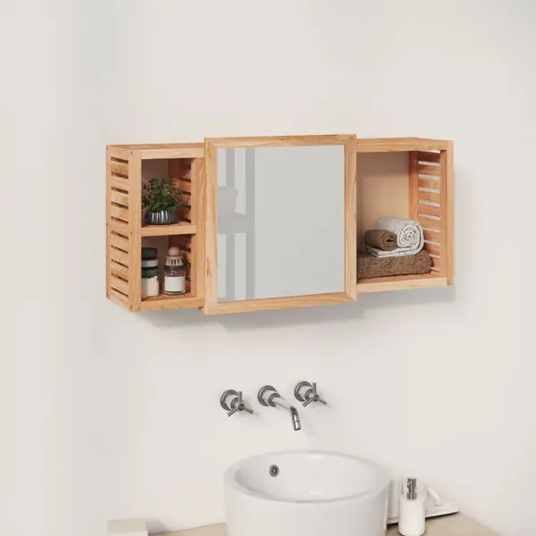 Gossi dulap cu oglinda, 80x17x34 cm, lemn masiv de nuc