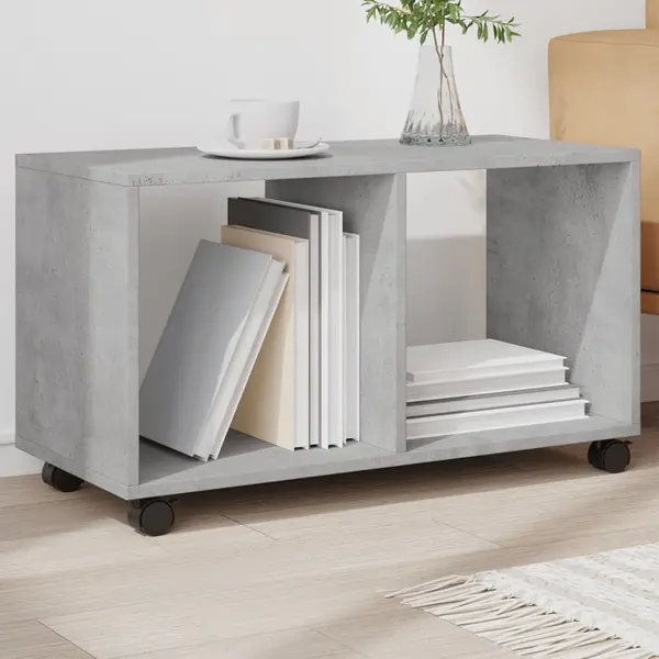 Gossi dulap cu roti, gri beton, 72x33x42,5 cm, lemn prelucrat