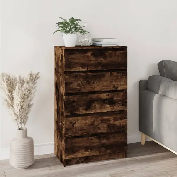 Gossi dulap cu sertar, stejar fumuriu, 60x36x103 cm, lemn prelucrat